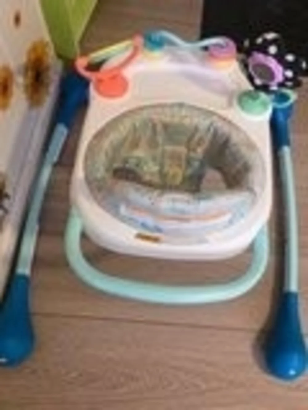 Baby Activity Walker with Blue and White Frame and Multi-Color Toys